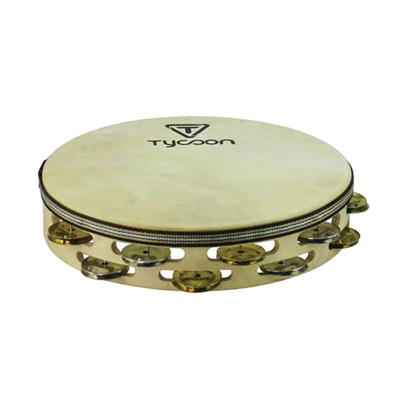 Tycoon TBWH-D BM Double Row Headed Wooden Tambourine with Mixed Jingles